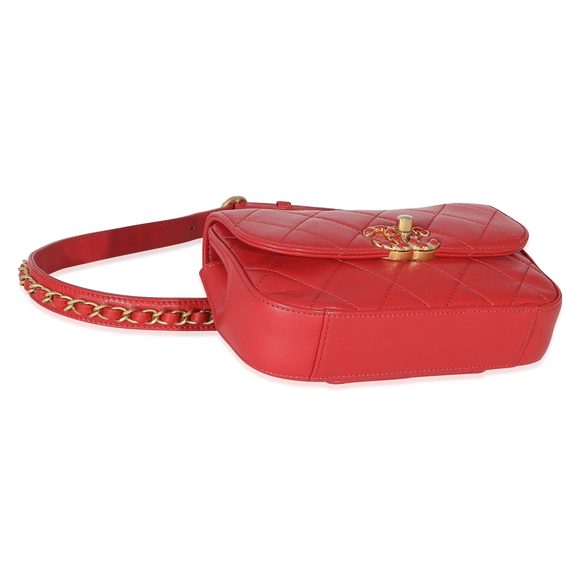 Chanel Quilted Lambskin Red Infinity Waist Belt Bag - Picture 5 of 6